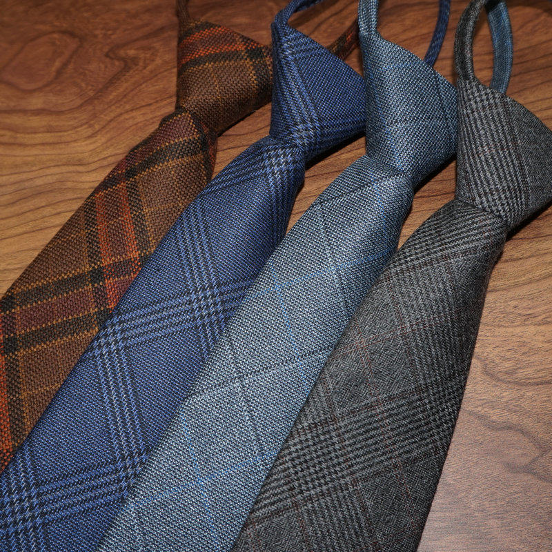 免打结羊毛呢7-8cm拉链款 男正装商务韩式休闲格子懒人复古领带,淘宝优惠券,粉丝福利购,淘宝优惠卷