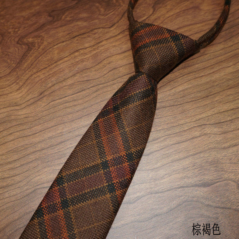 免打结羊毛呢7-8cm拉链款 男正装商务韩式休闲格子懒人复古领带,淘宝优惠券,粉丝福利购,淘宝优惠卷