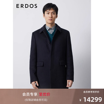 ERDOS Mens Clothing Pure Cashmere Coat 23 Autumn Winter New Black Turd with a thick jacket light business commute