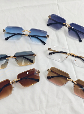 墨镜无边框太阳镜多边形渐变色