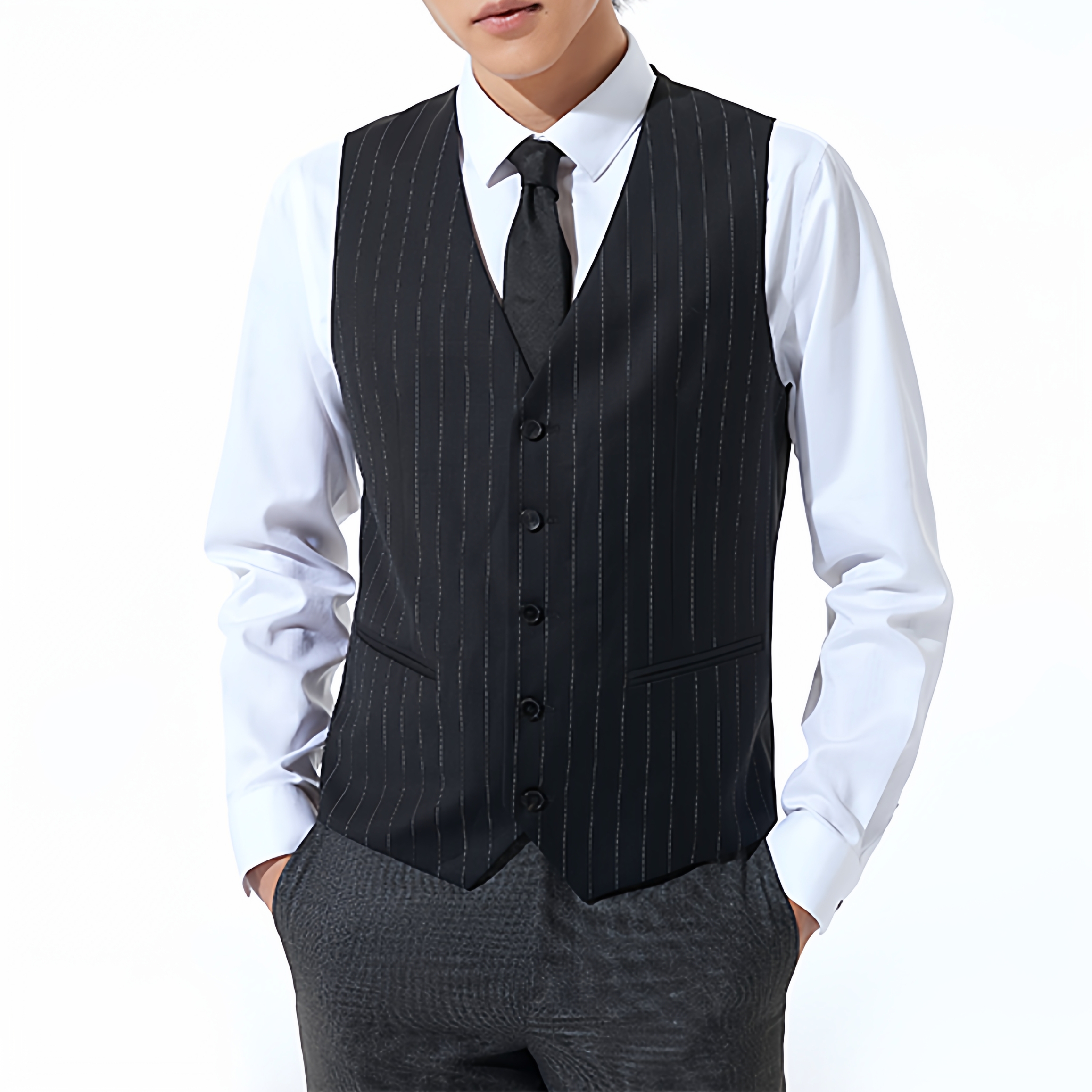 高端羊毛混纺面料商务V领马甲男士帅气秋冬新款保暖坎肩 诺丁山 - 图3