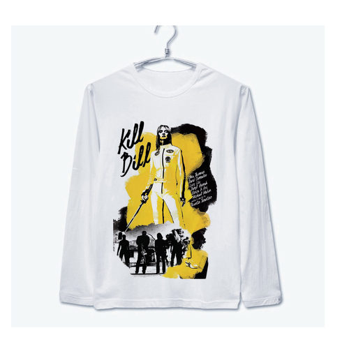昆汀kill bill杀死比尔亚文化电影趣味拼接袖男女长袖T恤 - 图0