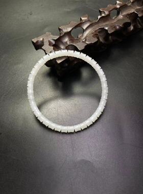 天然新疆和田玉且末料白玉直切竹节款手串手链直径6MM