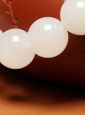天然新疆和田玉一级白和田玉手串手链直径12MM
