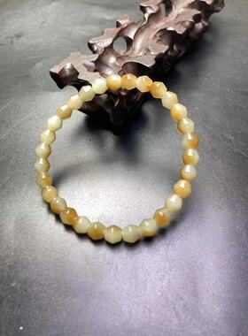 天然新疆和田玉且末料棱形款手串手链直径6MM