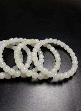 天然新品新疆和田玉白玉直切老型珠极限归圆老型珠手串直径8/7MM