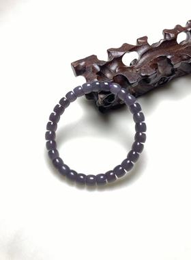 天然新疆和田玉烟紫直切极限归圆老型珠手串手链直径7MM