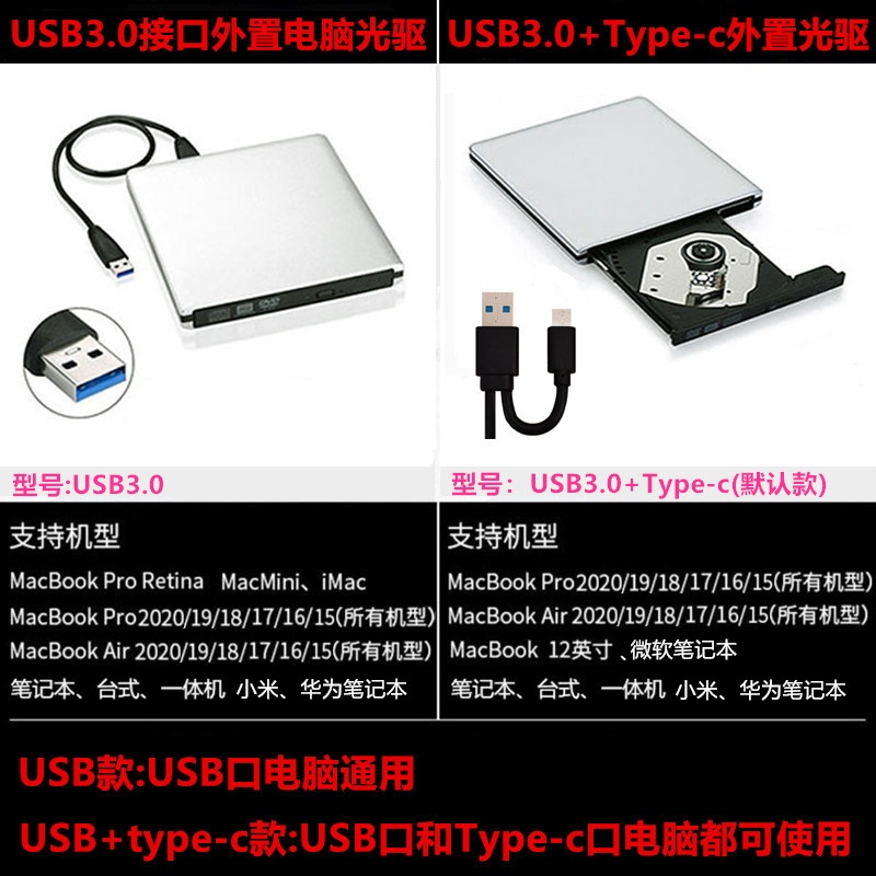 笔记本外置光驱CD/DVD刻录机外接台式苹果电脑Macbook通用usb3.0 - 图1