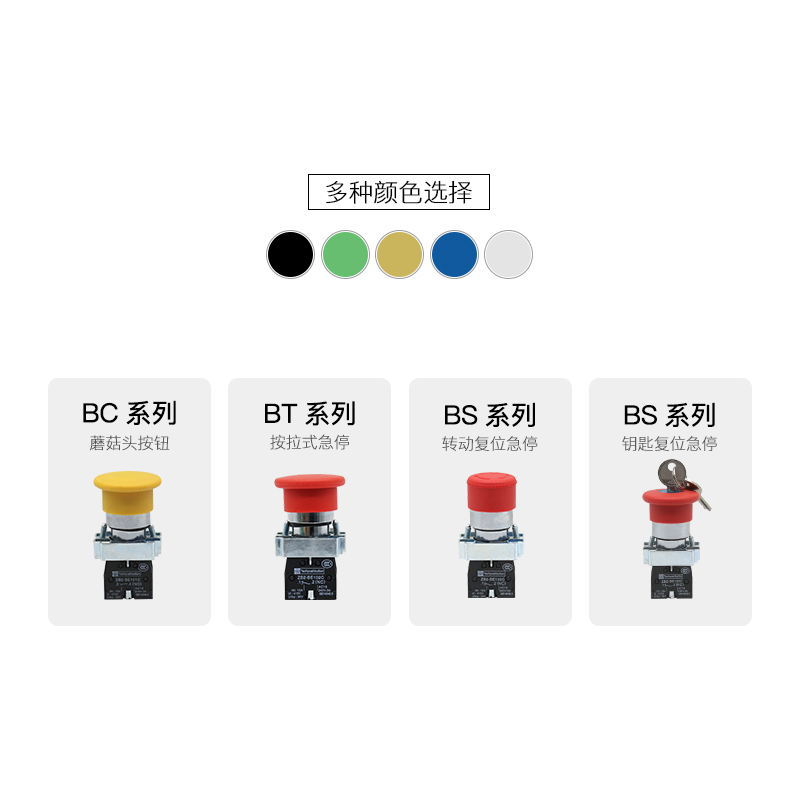 蘑菇头红色急停按钮开关XB2-BS542C一常开1常闭自锁复位钥匙停止 - 图0