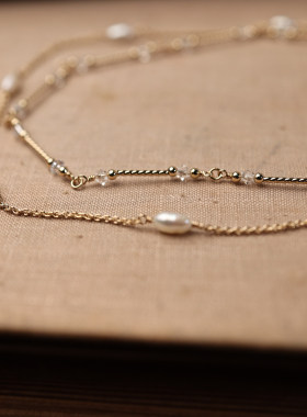 天然珍珠锁骨链双层叠戴项链女