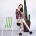 2019 Island Holiday Red Sun Bảo vệ Quần áo Hoa nhiệt đới Thái Lan Loose Lantern dài tay áo sơ mi voan - Áo sơ mi chiffon ren Áo sơ mi chiffon ren