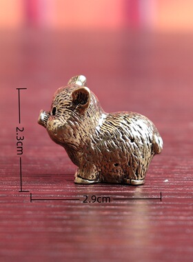 纯黄铜十二生肖猪卡通猪仔复古装饰老物件桌面茶宠工艺品创意摆件