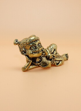 朴器仿古纯铜哪吒茶宠摆件三太子实心黄铜实心书房镇纸笔办公桌面