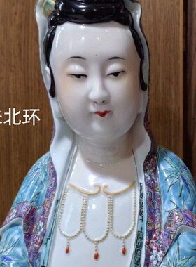 24寸景德镇雕塑陶瓷拢手立莲观音佛像摆件供奉站观世音菩萨瓷像60