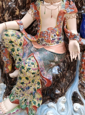 坐石观音菩萨佛像装饰摆件雕塑瓷器净瓶自在观音瓷像人物工艺品