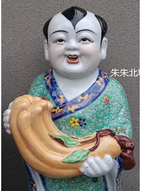 金童玉女陶瓷雕像增福添寿瓷娃娃对童中式童男童女送财童子风水摆