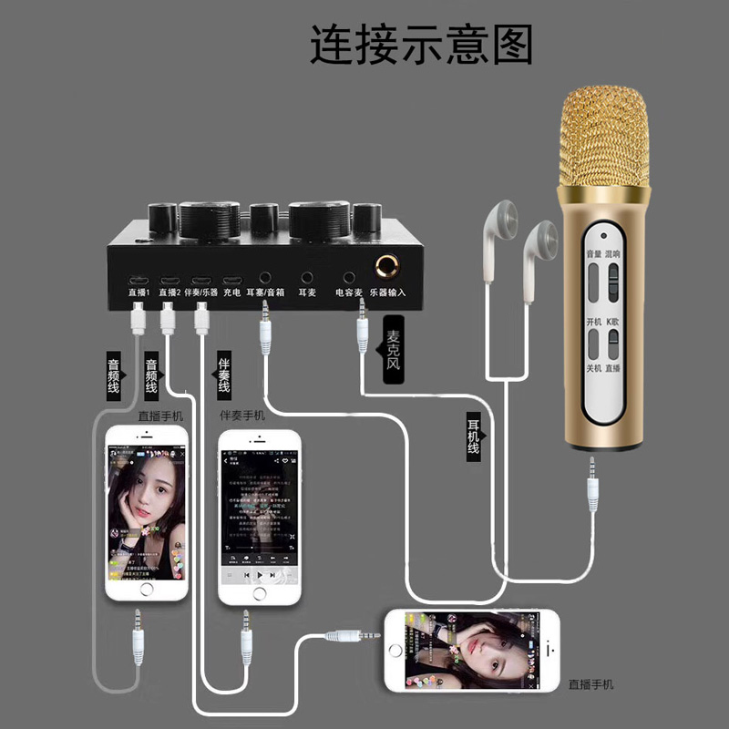 V8声卡直播音频线 3.5mm转安卓接口白色适用vivo小米oppo三星手机 - 图2