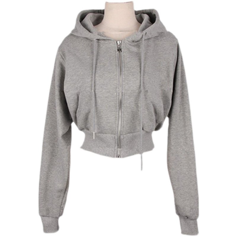 2026春秋新款韩版连帽短款高腰拉链开衫卫衣Chic运动休闲外套女潮,淘宝优惠券,粉丝福利购,淘宝优惠卷