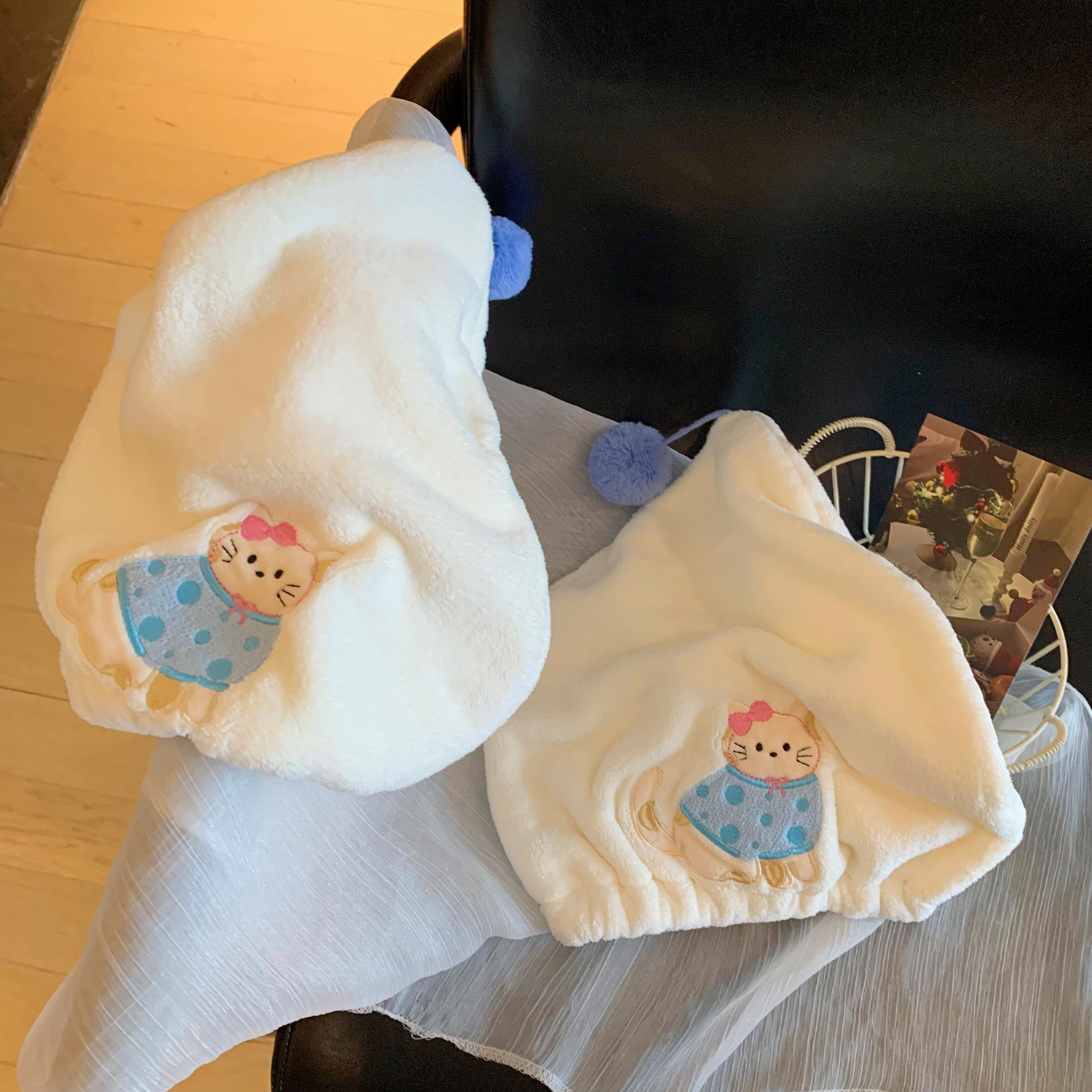 馨帮帮杂货铺原创可爱包头巾浴帽卡通猫咪干发巾吸水速干干发帽女 - 图0