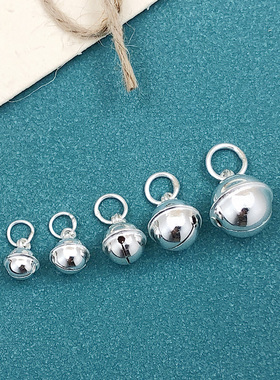 S999纯银铃铛吊坠diy手工编织红绳手链脚链会响铃铛挂件饰品配件2