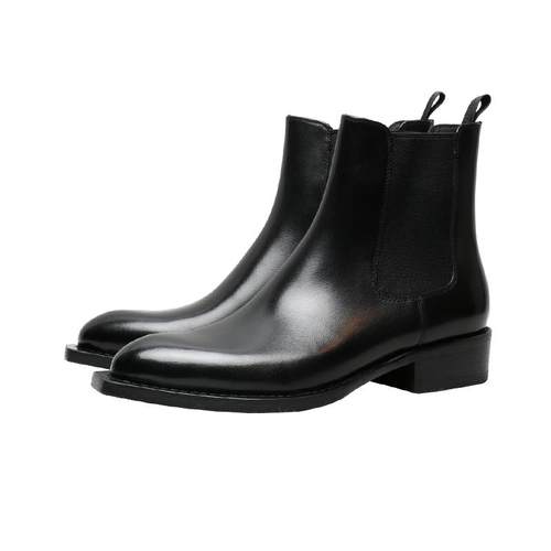 优100设计师款烟筒切尔西靴英伦尖头商务休闲男士真皮短靴手工鞋 - 图3