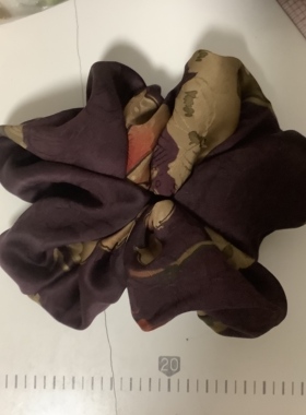 香云纱重缎缎面提花紫色牡丹发圈大肠圈高级感头花马尾盘发