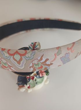 宋锦发箍陆美英宝相花发饰发带头饰高级香云纱奢华发卡彩色国潮