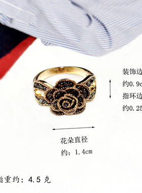 韩国进口优雅小香风山茶花戒指