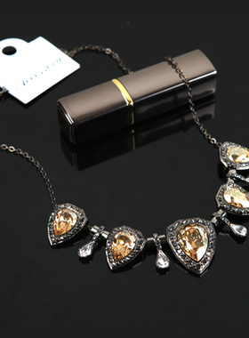 韩国进口复古奥地利锆石水滴项链