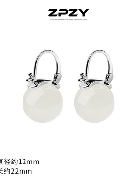 天然玛瑙绿色S925纯银耳环女长款圈复古耳坠时尚大气耳饰品防过敏