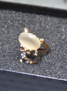 欧美复古做旧可爱动物指环可爱猫咪戒指女夏季配饰品小众设计感