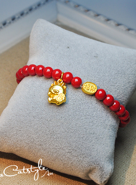 2025时尚复古本命年新年节日礼物小众设计感轻奢如意红色串珠手链