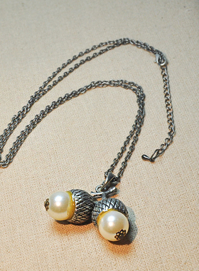 复古做旧欧美时尚个性夸张樱桃吊坠长款项链简约珍珠毛衣链配饰品