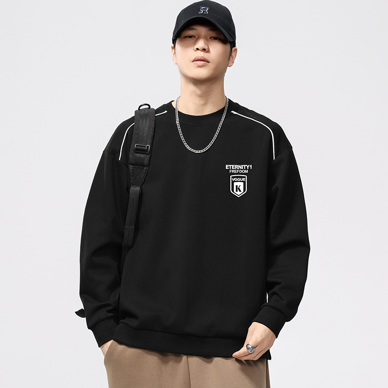 春季男士大码圆领卫衣红色本命年青少年学生胖子加肥加大男装潮牌 - 图1