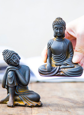 新中式禅意如来佛祖释迦牟尼佛像桌面家居装饰品佛堂工艺品摆件