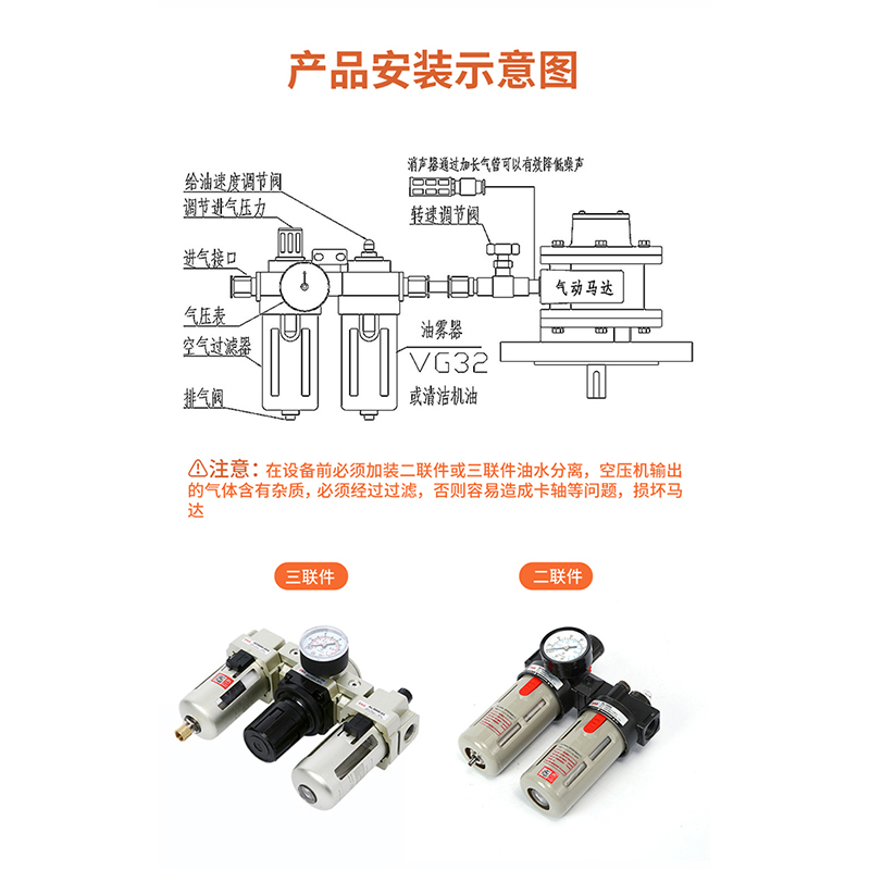 欣山XS-HS010活塞式气动马达气动电机可正反转调速配减速机搅拌机