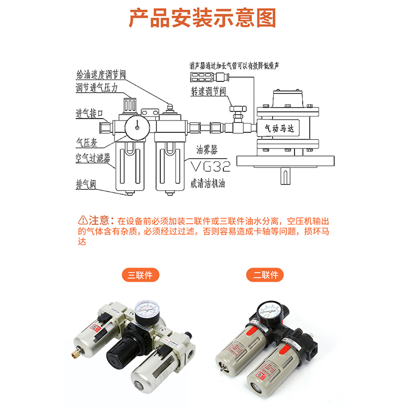 欣山XS 16AM 叶片式气动马达高速强力大功率防爆无级调速配减速机 - 图2