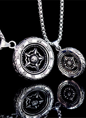 欧美复古钛钢项链朋克风男士吊坠