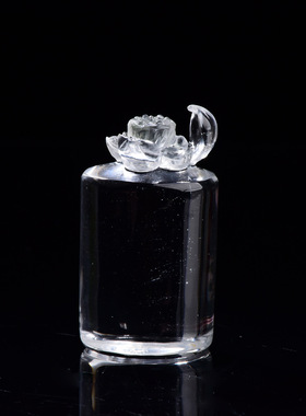 糯米来啦 天然白水晶莲花印章精雕荷花莲蓬圆章一品清廉 支持定制