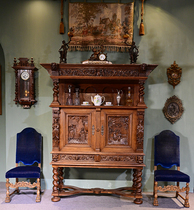 Western Antique Dining Side Cabinet Renaissance Style Hand Carved Cabinets