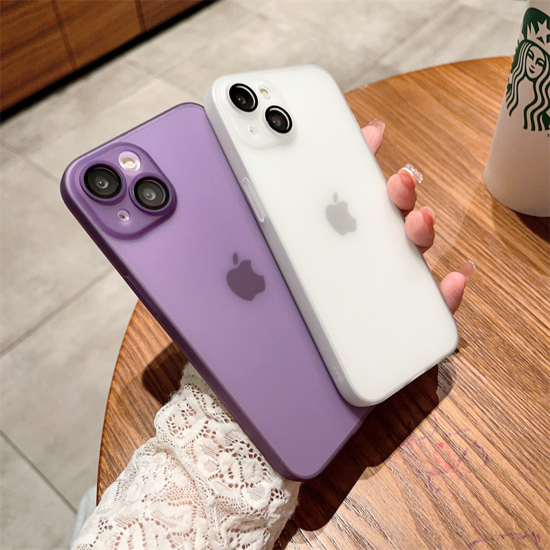 宁宁 简约高级超薄磨砂半透明带镜头膜软男女iPhone15 MobileCase - 图0