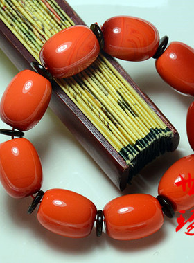 鼓型珠子大颗路路通南红挂件手链