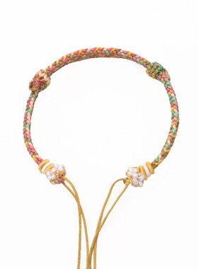 手工编织八股编桃花结国潮半成品手绳diy可穿珠黄金饰品挂件配绳