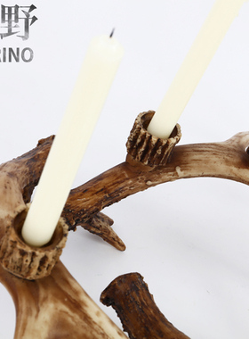 美式乡村风蜡烛别墅民宿鹿角摆件