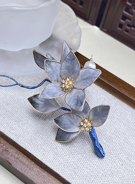  非遗绒花新中式发夹灵动美观马面裙旗袍汉服日常百搭头饰