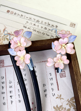 非遗绒花新中式古风发梳温婉气质日常简约旗袍搭配汉服发饰端庄