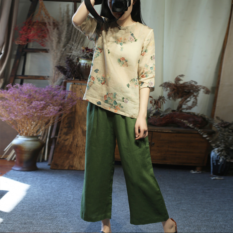 视频828衬衣改良亚麻汉服女衬衫做衣服装裁剪图板DIY打开门纸样