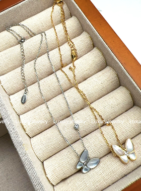 Luxury jewelry 不掉色 白玉髓蝴蝶项链 时尚百搭锁骨链女潮