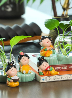 唐仕女可爱桌面房间装饰摆件客厅茶桌办公室工位解压国潮风小摆件