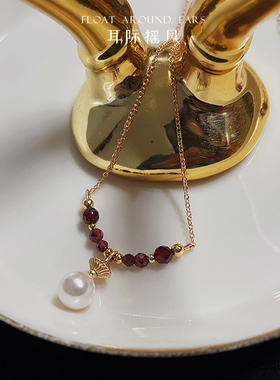 小众项链石榴石美国14K包金